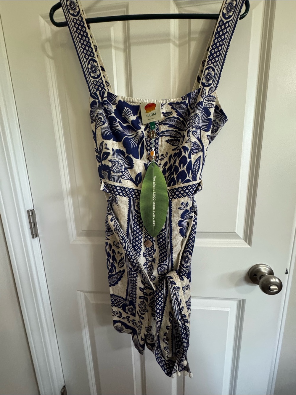 FARM Rio Navy Floral Cream Romper